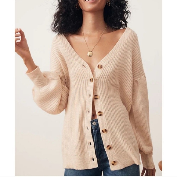 REVOLVE Sweaters - Revolve Song Of Style Vienna Button Front Ribbed Wool Knit Cardigan in I…